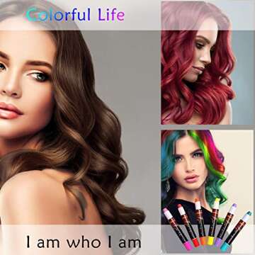 NANW 12 Color Temporary Hair Chalk, Hair Pens Crayon Salon Non-toxic Washable Hair Dye Safe Makeup kit for Cosplay Birthday New Year Christmas Gifts for Kids Girls Teen Adults