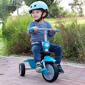 smarTrike Breeze Toddler Tricycle for 1,2,3 Year Olds - 3 in 1 Multi-Stage Trike, Blue