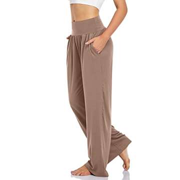 UEU Women's Plus Size High Waisted Yoga Pants - Comfy Lounge Wide Leg Pants