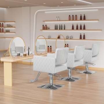 Salon Chair for Hair Stylist Wide Seat, Hydraulic Barber Chair with Aluminium Alloy Footrest, White ...