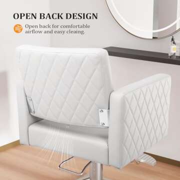 Salon Chair for Hair Stylist Wide Seat, Hydraulic Barber Chair with Aluminium Alloy Footrest, White Hair Salon Chair Styling Heavy Duty, Beauty Spa Cosmetology Shampoo Hairdressing Equipment