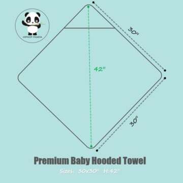 HIPHOP PANDA Hooded Towel - Rayon Made from Bamboo, Bath Towel with Bear Ears for Newborn, Babie, To...