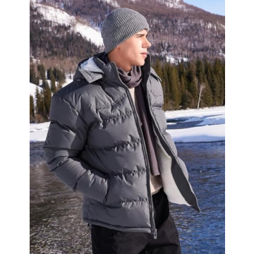 BEST SOUTH Men's Hooded Winter Puffer Jacket for Cold Weather