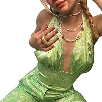 Stylish Y2K Deep V Neck Halter Crop Top for Trendsetters