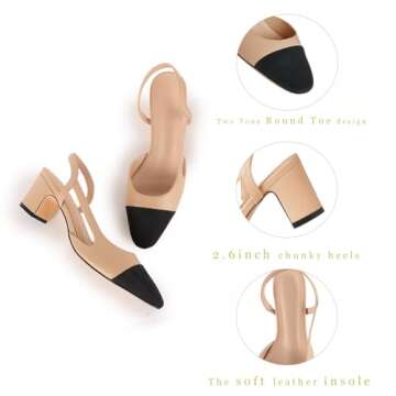 Tarkwa Slingback Heels - Stylish Low Chunky Pumps