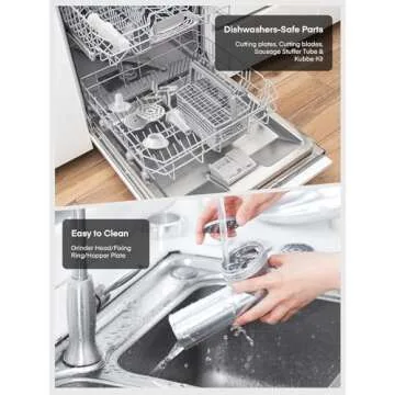 Electric Meat Grinder, 2600W Max Meat Grinders for Home Use, HOUSNAT 3 in 1 Heavy Duty Meat Mincer with 2 Blades and 3 Plates, Sausage Stuffer Tube & Kubbe Kit, Stainless Steel