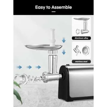 Electric Meat Grinder, 2600W Max Meat Grinders for Home Use, HOUSNAT 3 in 1 Heavy Duty Meat Mincer with 2 Blades and 3 Plates, Sausage Stuffer Tube & Kubbe Kit, Stainless Steel