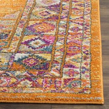 SAFAVIEH Madison Collection Accent Rug - 4' x 6', Orange & Fuchsia, Boho Chic Medallion Design, Non-Shedding & Easy Care, Ideal for High Traffic Areas in Entryway, Living Room, Bedroom (MAD133D)