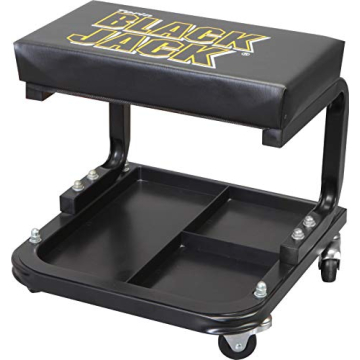 Torin TR6100W BlackJack Rolling Creeper Garage/Shop Seat: Padded Mechanic Stool with Tool Tray Storage, Black