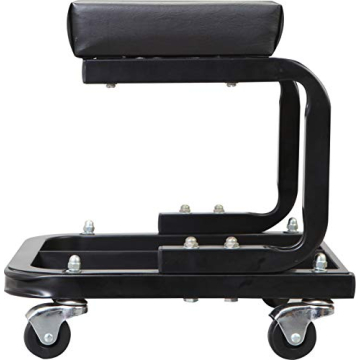 Torin TR6100W BlackJack Rolling Creeper Garage/Shop Seat: Padded Mechanic Stool with Tool Tray Storage, Black