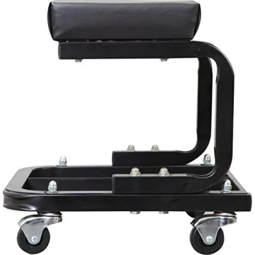 Torin TR6100W BlackJack Rolling Creeper Garage/Shop Seat: Padded Mechanic Stool with Tool Tray Storage, Black