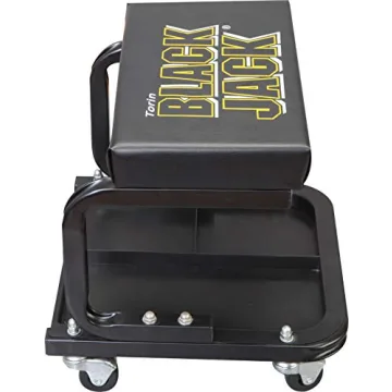 Torin TR6100W BlackJack Rolling Creeper Garage/Shop Seat: Padded Mechanic Stool with Tool Tray Storage, Black