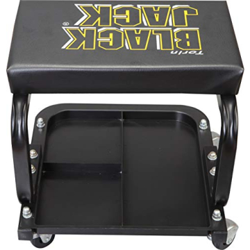 Torin TR6100W BlackJack Rolling Creeper Garage/Shop Seat: Padded Mechanic Stool with Tool Tray Storage, Black