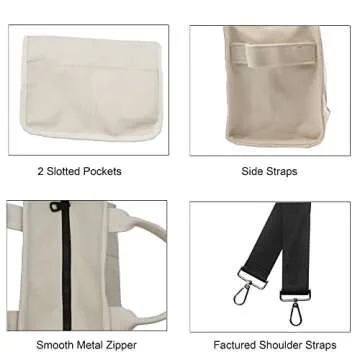 HEANTTV The Tote Bag for Women, Canvas Tote Bag Women's Tote Handbag with Zipper Travel Tote Bag with Strap Beige