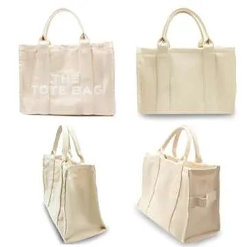 HEANTTV The Tote Bag for Women, Canvas Tote Bag Women's Tote Handbag with Zipper Travel Tote Bag with Strap Beige