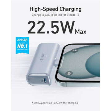 Anker iPhone 16 Portable Charger, Nano Power Bank with Built-in USB C Connector, 5,000mAh Portable Charger 22.5W, for iPhone 16/15 Series, Samsung S22/23 Series, iPad Pro/Air, AirPods, and More