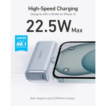 Anker iPhone 16 Portable Charger, Nano Power Bank with Built-in USB C Connector, 5,000mAh Portable Charger 22.5W, for iPhone 16/15 Series, Samsung S22/23 Series, iPad Pro/Air, AirPods, and More