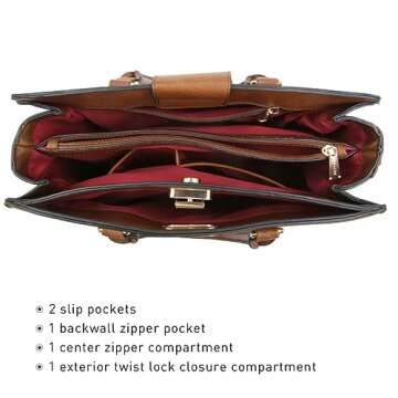 Dasein Women Vegan Leather Handbag Satchel Tote with Clutch