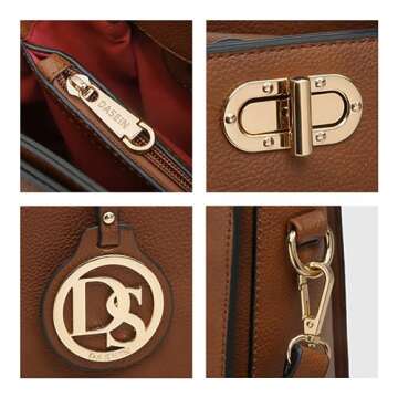 Dasein Women Vegan Leather Handbag Satchel Tote with Clutch