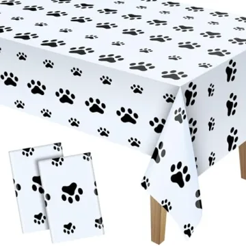 2 Pieces Puppy Paw Print Plastic Tablecloth Disposable Table Cover Puppy Themed Birthday Party Decor...