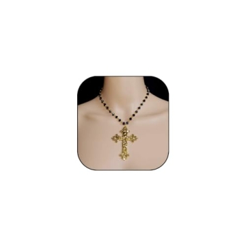 Gothic Punk Cross Pendant Necklace Pearl Rhinestone Clavicle Chain Necklace Hip Hop Flower Cross Nec...