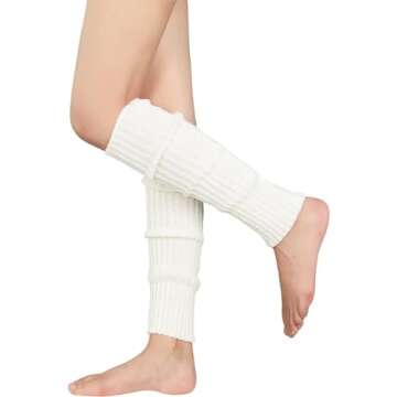 Guojanfon Fashion Yoga Socks for Women Girls Workout Socks Toeless Training Dance Leg Warmers(Ivory ...