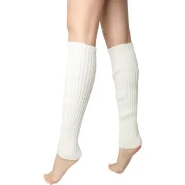 Guojanfon Fashion Yoga Socks for Women Girls Workout Socks Toeless Training Dance Leg Warmers(Ivory white)