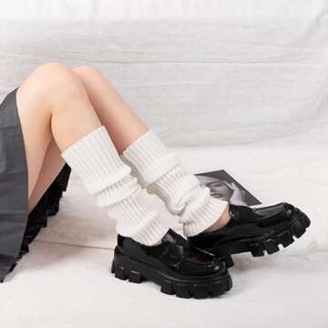 Guojanfon Fashion Yoga Socks for Women Girls Workout Socks Toeless Training Dance Leg Warmers(Ivory white)