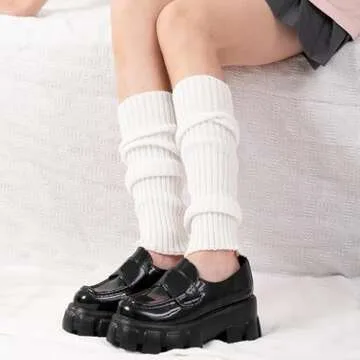 Guojanfon Fashion Yoga Socks for Women Girls Workout Socks Toeless Training Dance Leg Warmers(Ivory white)