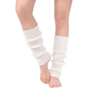 Guojanfon Fashion Yoga Socks for Women Girls Workout Socks Toeless Training Dance Leg Warmers(Ivory white)