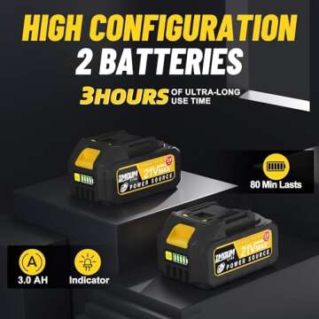 Mini Chainsaw 8 Inch with 2x21V 3.0Ah Battery, Electric Cordless Compact Battery Powered Brushless Chain saw, Powerful Protable Handheld with Auto Oiling, Easy to Use for Tree Triming,Wood Cutting