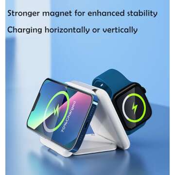Onechiprevo 3 in 1 Mag-Safe Charging Station for Apple Device 20W Fast Charging Wireless Charger for iPhone 15/14/13/12/11 Series and AirPods 3/2/Pro 2/Pro,iWatch Ultra/8/7/6/5/4/3/2/SE