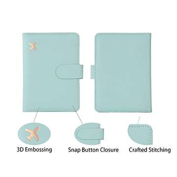 Melsbrinna Passport Holder Covers Case, Waterproof Rfid Blocking Travel Wallet Passport Holder with Pen Holder, Cute Passport Book for Women/Men (Aqua green)