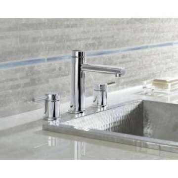 Moen Two Handle Widespread Contemporary Modern Matte Black Bathroom Sink Faucet with Drain Kit Perfe...