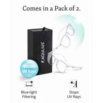 Aqulius 2 Pack Anti Fog Stylish Safety Glasses for Men - Scratch-Resistant Blue Light Blocking Protective Eyewear for Women, Nurses and Men