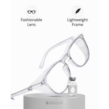 Aqulius 2 Pack Anti Fog Stylish Safety Glasses for Men - Scratch-Resistant Blue Light Blocking Protective Eyewear for Women, Nurses and Men