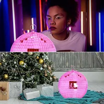 8 Inch Pink Disco Ball for Parties and Home Decor