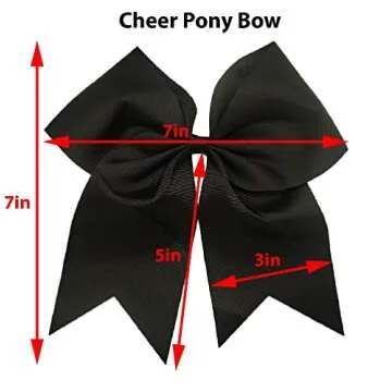 Glitter Cheer Bows - Cheerleading Softball Gifts for Girls and Women Team Bow with Ponytail Holder Complete your Cheerleader Outfit Uniform Strong Hair Ties Bands Elastics by Kenz Laurenz (1) (Silver)