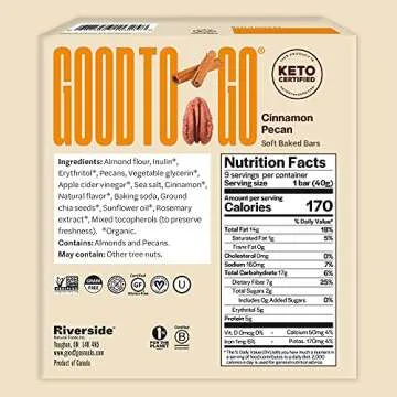 GOODTO GO Soft Baked Bars - Cinnamon Pecan, 9 Pack - Gluten Free, Keto Certified, Paleo Friendly, Low Carb Snacks