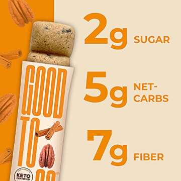 GOODTO GO Soft Baked Bars - Cinnamon Pecan, 9 Pack - Gluten Free, Keto Certified, Paleo Friendly, Low Carb Snacks