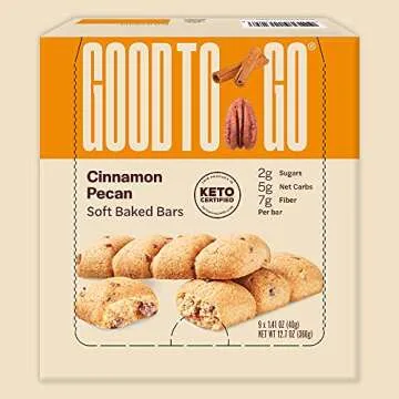 GOODTO GO Soft Baked Bars - Cinnamon Pecan, 9 Pack - Gluten Free, Keto Certified, Paleo Friendly, Low Carb Snacks