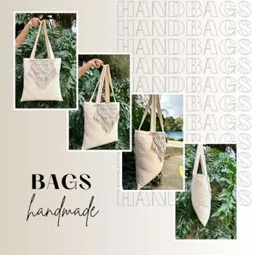 Handmade Linen Tote Bag with Unique Macrame Design
