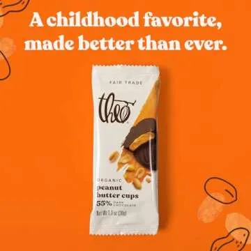 Theo Chocolate Organic Dark Chocolate Peanut Butter Cups,12 Pack