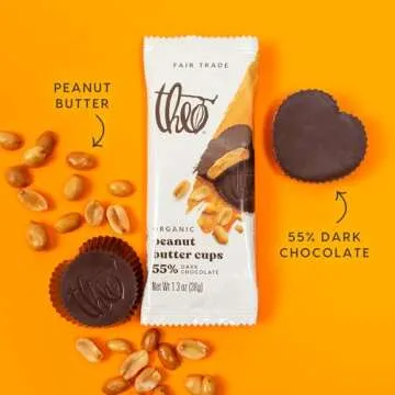 Theo Chocolate Organic Dark Chocolate Peanut Butter Cups,12 Pack