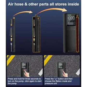 BBD Car Tire Inflator Portable Air Compressor,0.8 Min Full Inflation US Invention Patent Digital Electric Air Pump with Pressure Gauge for Car,Motorcycle,Bike Tires,Balls,Automotive Accessories