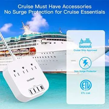 Power Strip - 10ft Long Extension Cord with USB C Ports, 3 Outlets 4 USB Desktop Charging Station, Flat Plug Power Strip Non Surge Protector for Cruise Ship, Travel Essetials, ETL Listed