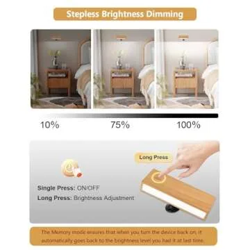 MICEYLIVE Wall Sconces Set of Two - Wireless Wall Lights for Bedroom, Rechargeable Wall Sconces Battery Operated with Stepless Dimming, Cordless Sconce Wall Decor Set of 2 for Picture,Living Room