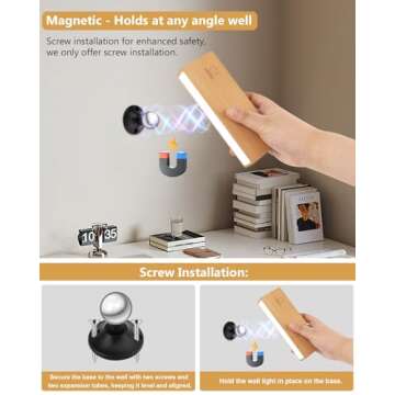 MICEYLIVE Wall Sconces Set of Two - Wireless Wall Lights for Bedroom, Rechargeable Wall Sconces Battery Operated with Stepless Dimming, Cordless Sconce Wall Decor Set of 2 for Picture,Living Room