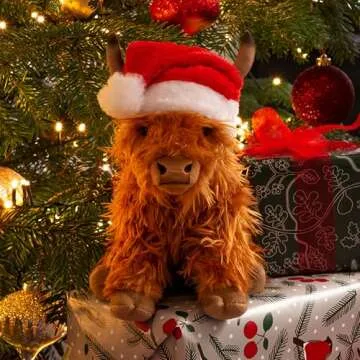 Living Nature Highland Cow Stuffed Animal with Moo Sound - Eco-Friendly Toy 9 Inches