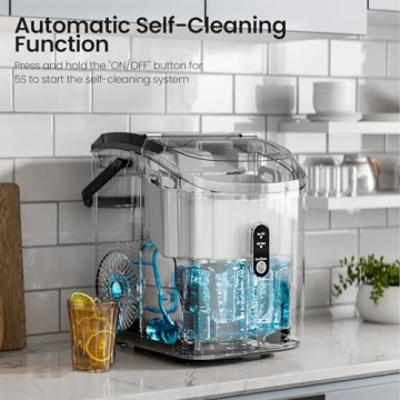 Compact Nugget Ice Maker with Self-Cleaning Functionality